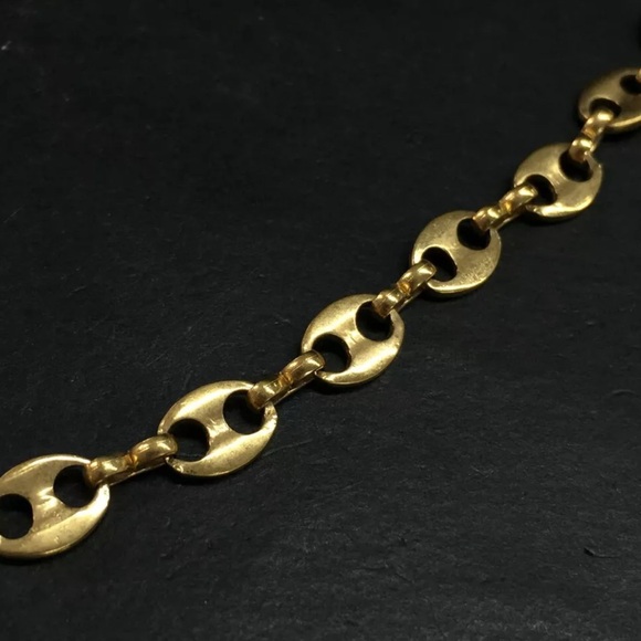 100% AUTHENTIC VINTAGE GIVENCHY PARIS YELLOW GOLD ANCHOR CHAIN NECKLACE - Picture 3 of 7